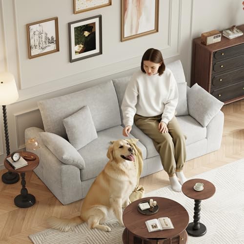smartue 89.8" Cloud Boneless Sofa, Loveseat Couches with 4 Pillows, Modern Living Room 2 Seater Sofa for Small Space, Apartment, No Assembly, Beige