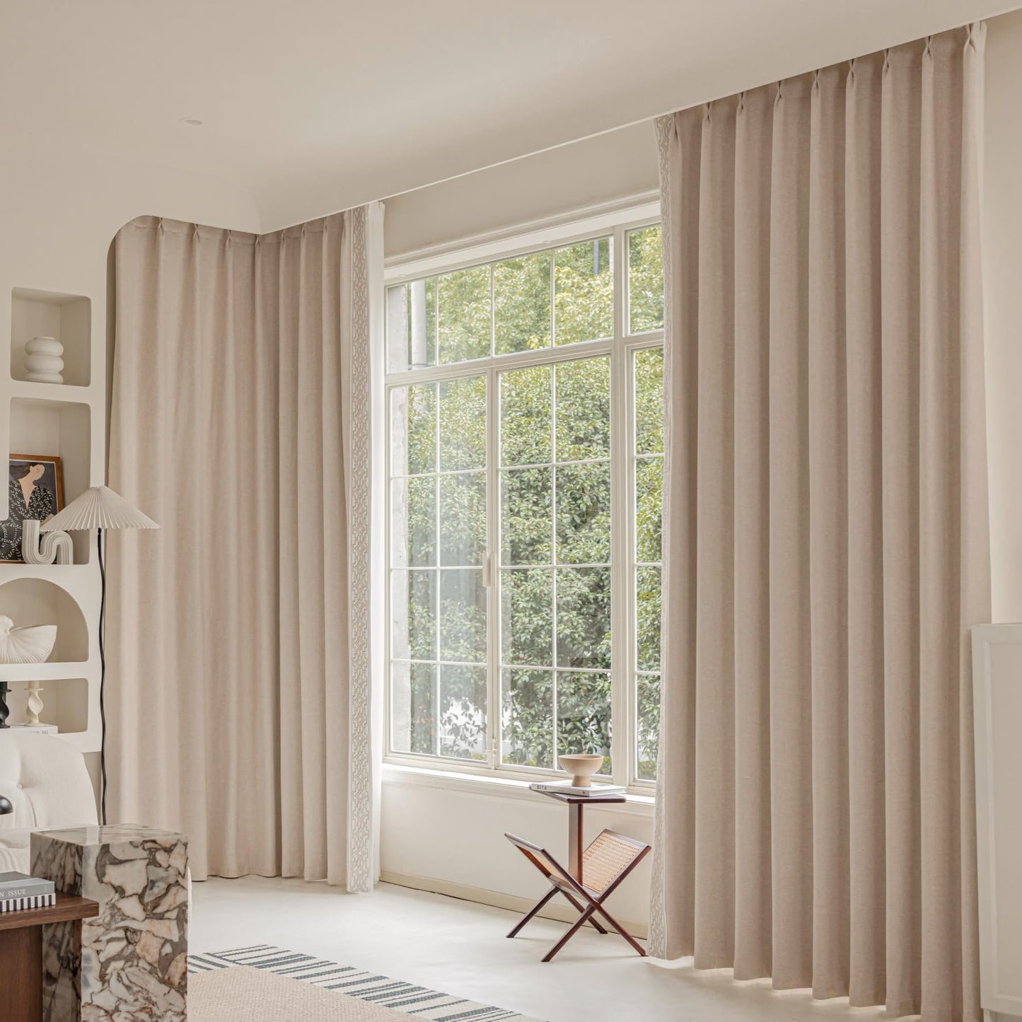 Embroidered Blackout Curtains with Pinch Pleats