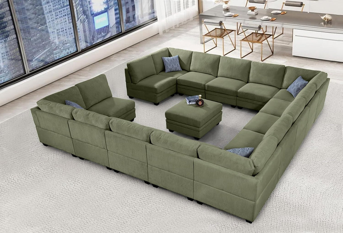 Oversized Modular Sectional Sofa with Ottoman