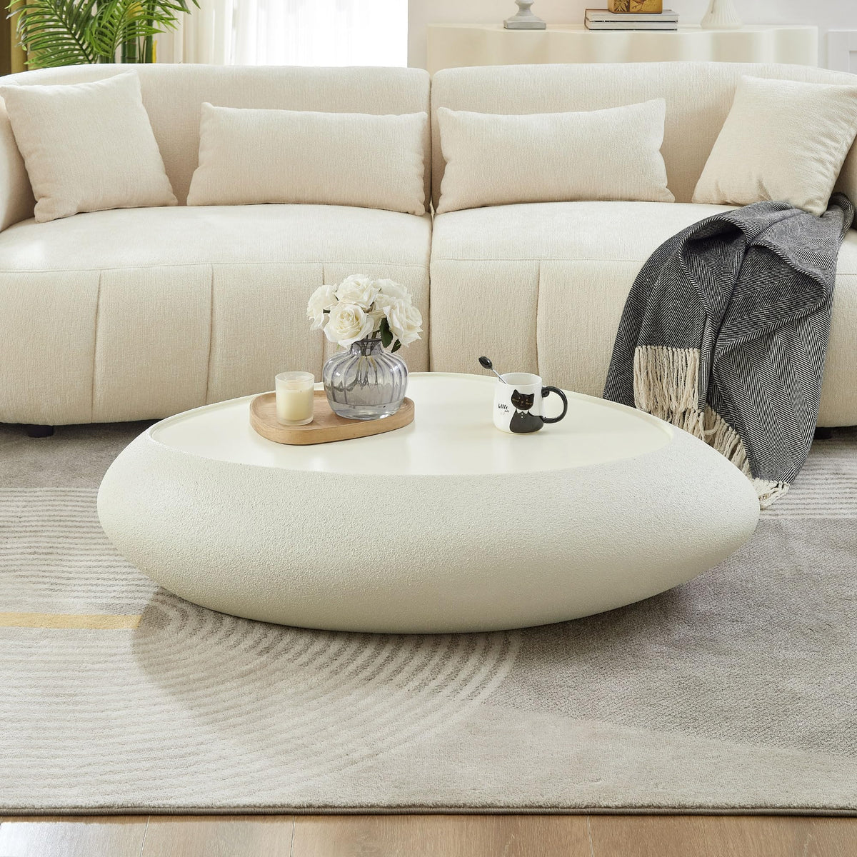 Elliptical Matte Coffee Table with Rounded Edges