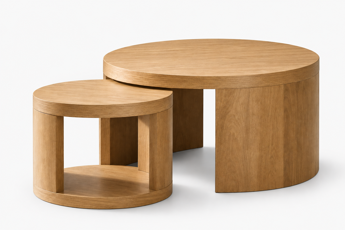 Round Nesting Coffee Table Set with Metal Frame