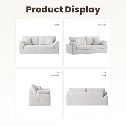 Cloud Boneless Loveseat Sofa with 4 Pillows