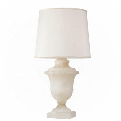 White Marble Urn Table Lamp with LED Lighting