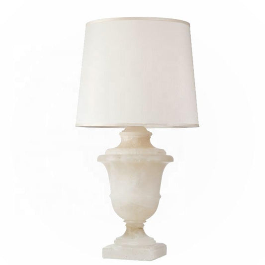 White Marble Urn Table Lamp with LED Lighting