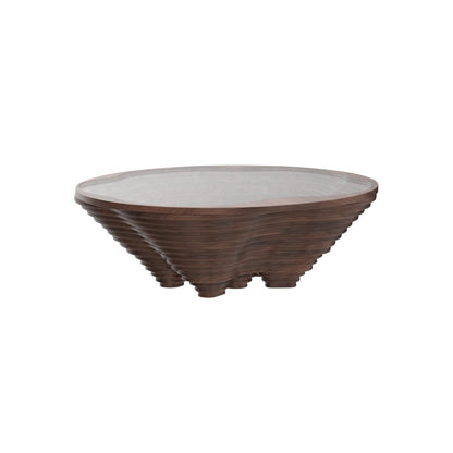 Natural Walnut Coffee Table with Glass Top