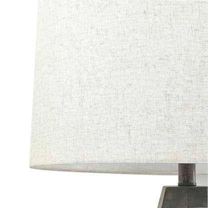 Faceted Ceramic Table Lamp with Wheat Linen Shade