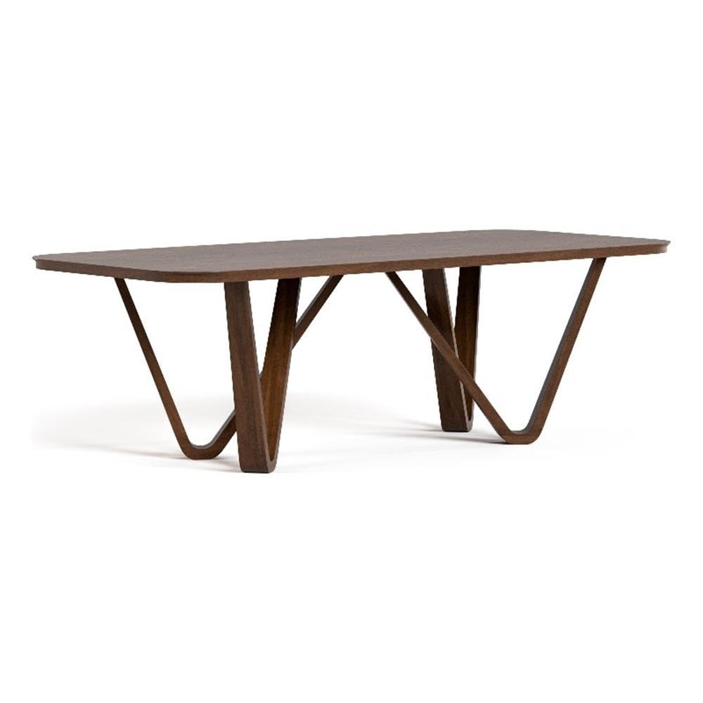 Mid-Century Solid Wood Rectangular Dining Table
