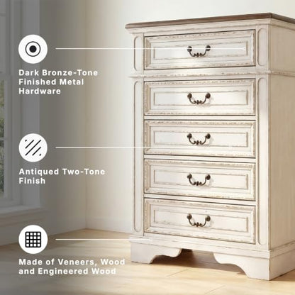 Realyn Vintage 5-Drawer Chest with Elegant Detailing