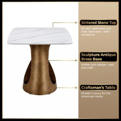Modern Sintered Stone Dining Table with Sleek Base