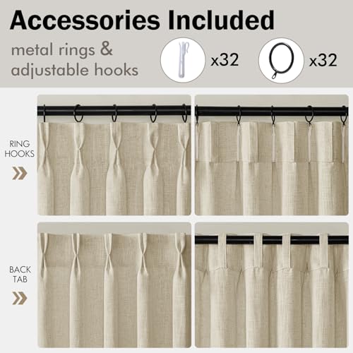 Pinch Pleated Linen Curtains with Light Filtering