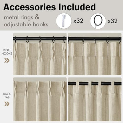 Pinch Pleated Linen Curtains with Light Filtering