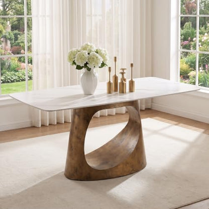 Modern Sintered Stone Dining Table with Sleek Base