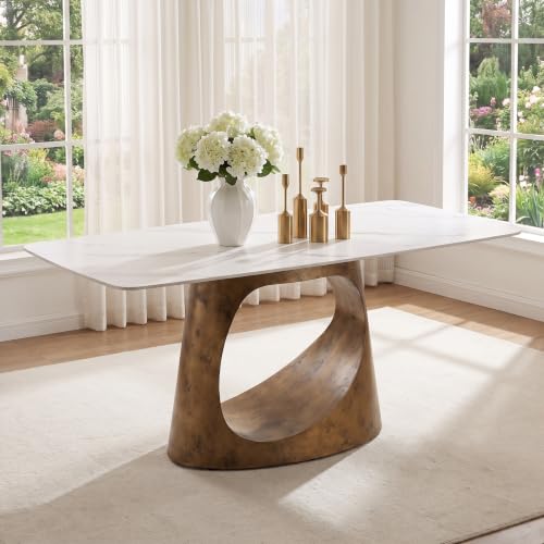 Modern Sintered Stone Dining Table with Sleek Base