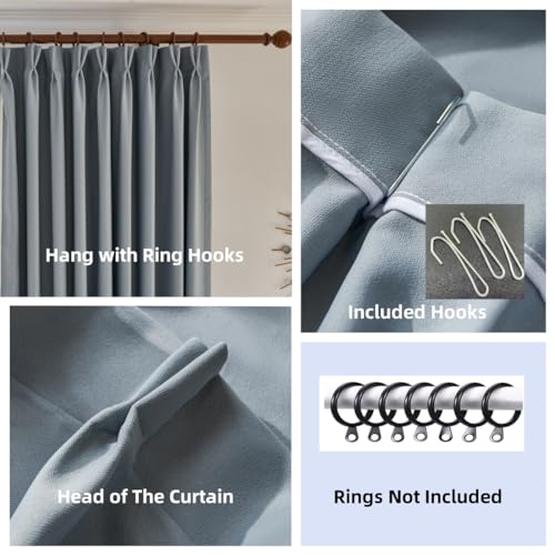 Blue Pinch Pleat Curtains with Greek Key Trim