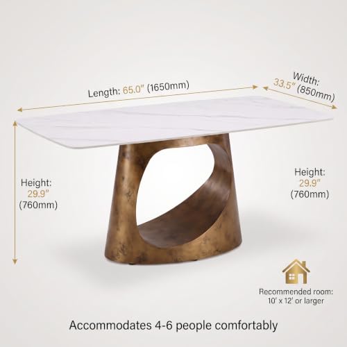 Modern Sintered Stone Dining Table with Sleek Base