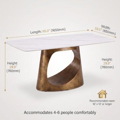 Modern Sintered Stone Dining Table with Sleek Base