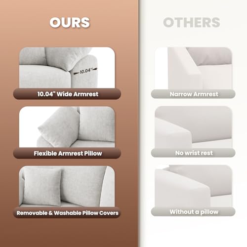 smartue 89.8" Cloud Boneless Sofa, Loveseat Couches with 4 Pillows, Modern Living Room 2 Seater Sofa for Small Space, Apartment, No Assembly, Beige
