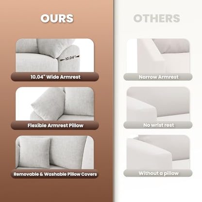 Cloud Boneless Loveseat Sofa with 4 Pillows