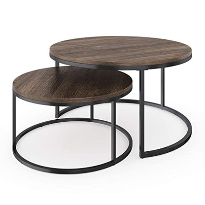 Round Nesting Coffee Table Set with Metal Frame