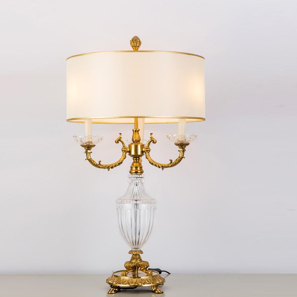 Luxury Brass Crystal Table Lamp with LED Light