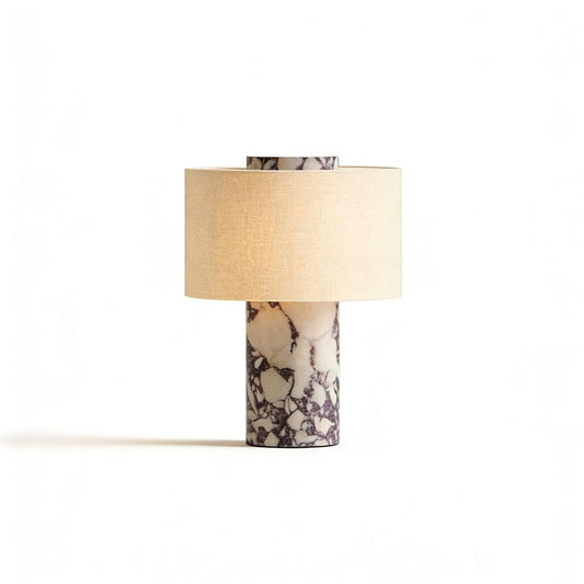 Marble Cordless Touch Table Lamp with Linen Shade