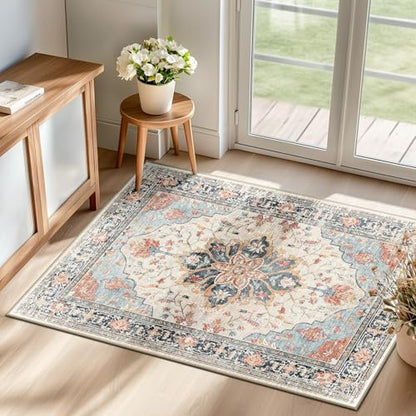 Washable Area Rug with Soft Non-Slip Backing