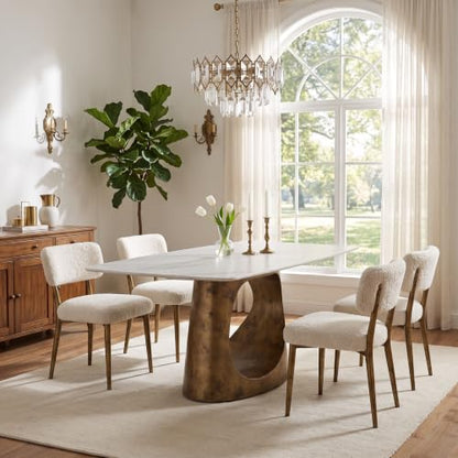Modern Sintered Stone Dining Table with Sleek Base