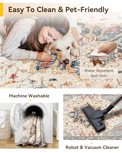 Washable Area Rug with Soft Non-Slip Backing