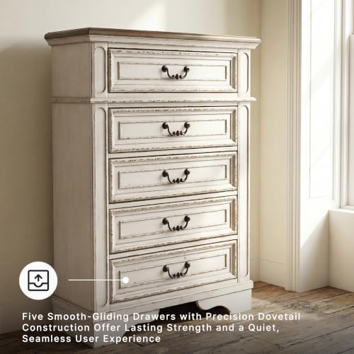 Realyn Vintage 5-Drawer Chest with Elegant Detailing