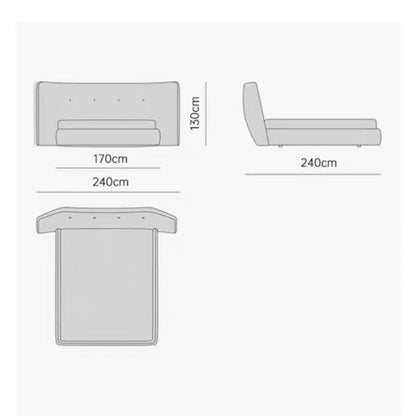 Genuine Leather Platform Bed with Wingback Headboard
