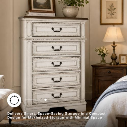 Realyn Vintage 5-Drawer Chest with Elegant Detailing
