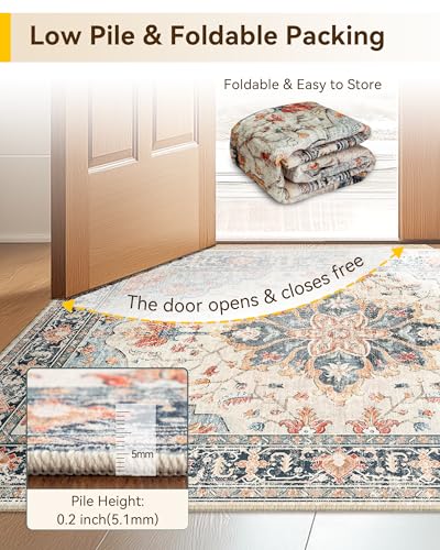 Washable Area Rug with Soft Non-Slip Backing