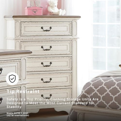 Realyn Vintage 5-Drawer Chest with Elegant Detailing