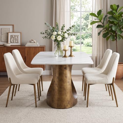 Modern Sintered Stone Dining Table with Sleek Base