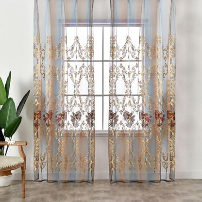 Luxury Embroidered Curtains with Floral Detailing