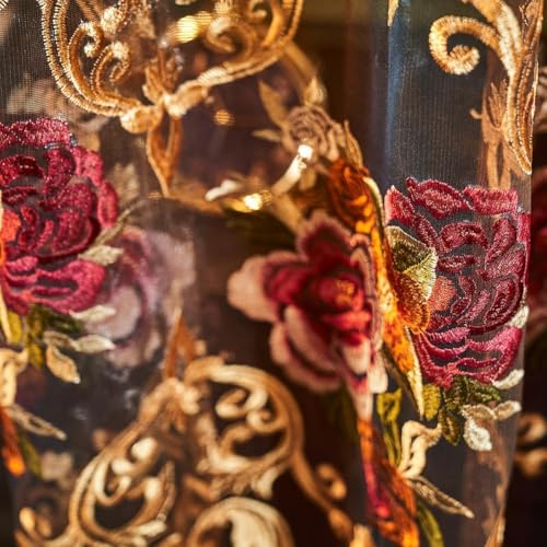 Luxury Embroidered Curtains with Floral Detailing