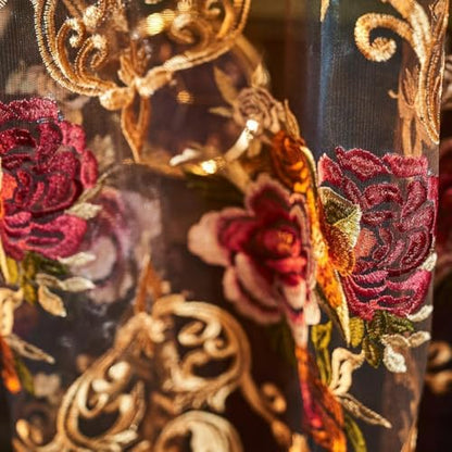 Luxury Embroidered Curtains with Floral Detailing