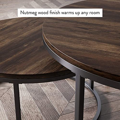 Round Nesting Coffee Table Set with Metal Frame