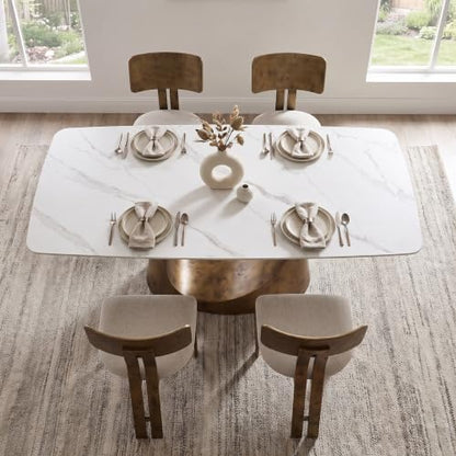Modern Sintered Stone Dining Table with Sleek Base