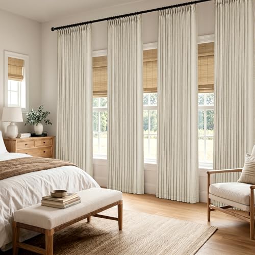 Pinch Pleated Linen Curtains with Light Filtering