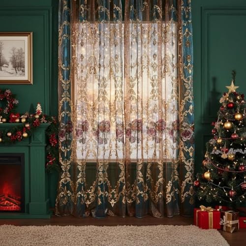 Luxury Embroidered Curtains with Floral Detailing