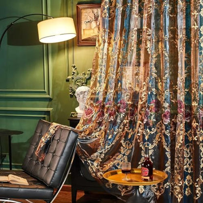 Luxury Embroidered Curtains with Floral Detailing