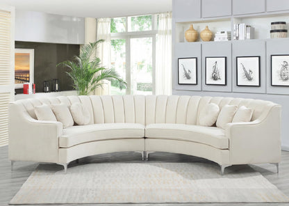 Curved Velvet Modular Sectional Sofa with Deep Seat