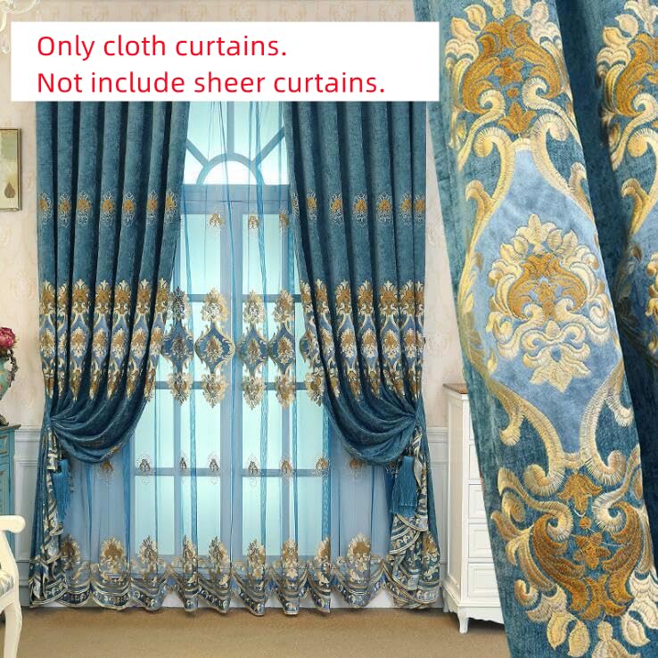 Luxury Embroidered Chenille Curtains with Pleats
