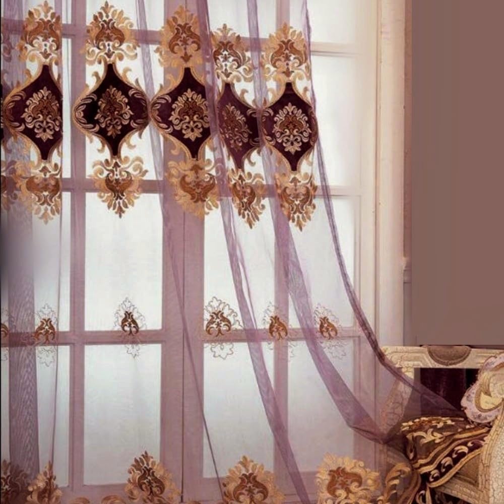 Luxury Embroidered Chenille Curtains with Pleats
