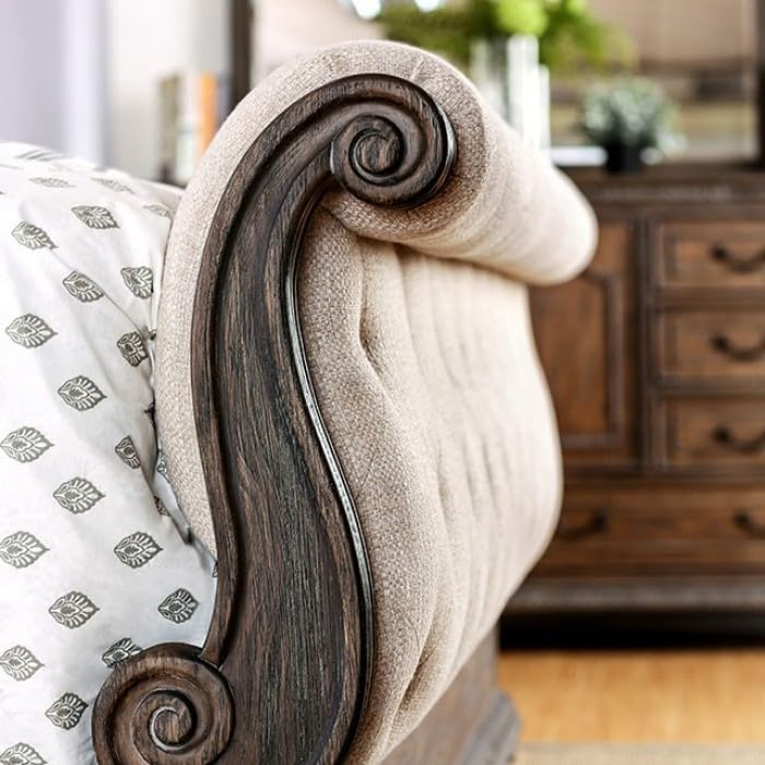 Upholstered Sleigh Bed with Button-Tufted Headboard