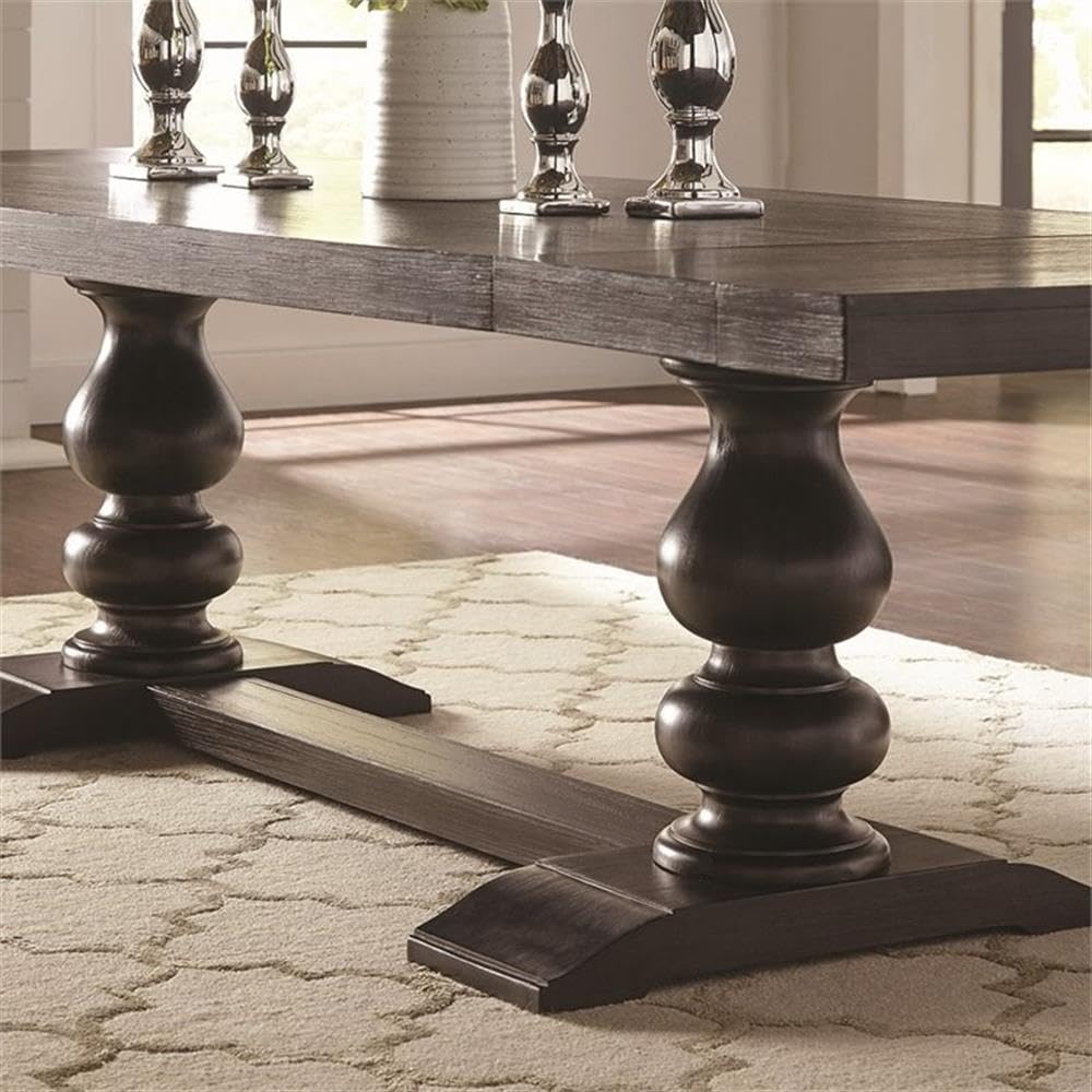 Extendable Trestle Dining Table with Antique Finish