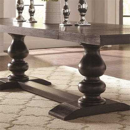 Extendable Trestle Dining Table with Antique Finish