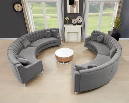 Curved Velvet Modular Sectional Sofa with Deep Seat