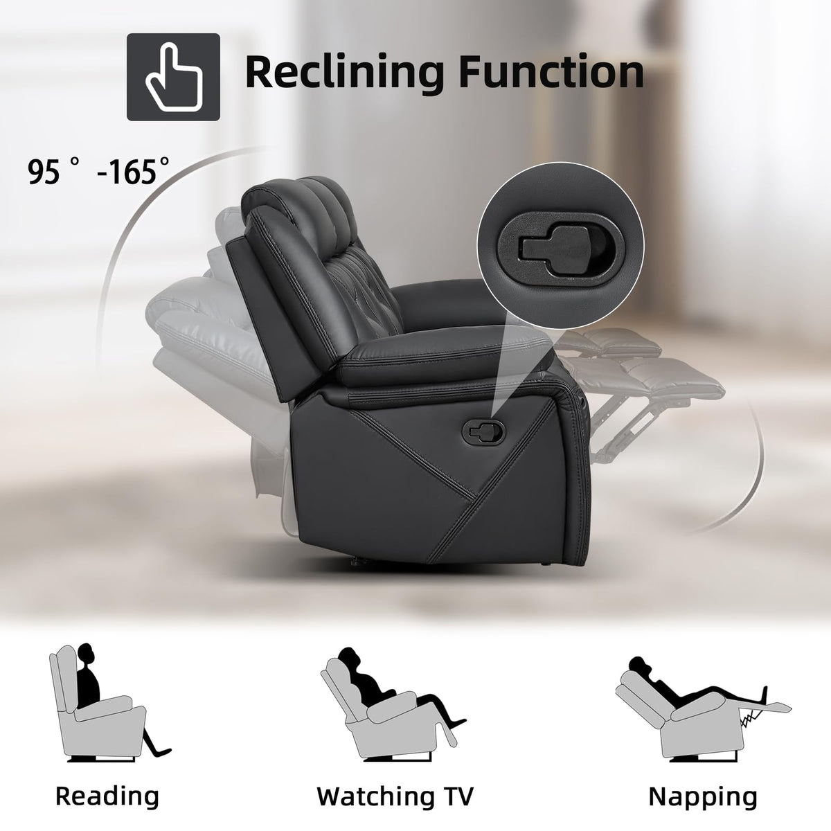Faux Leather Reclining Living Room Furniture Set